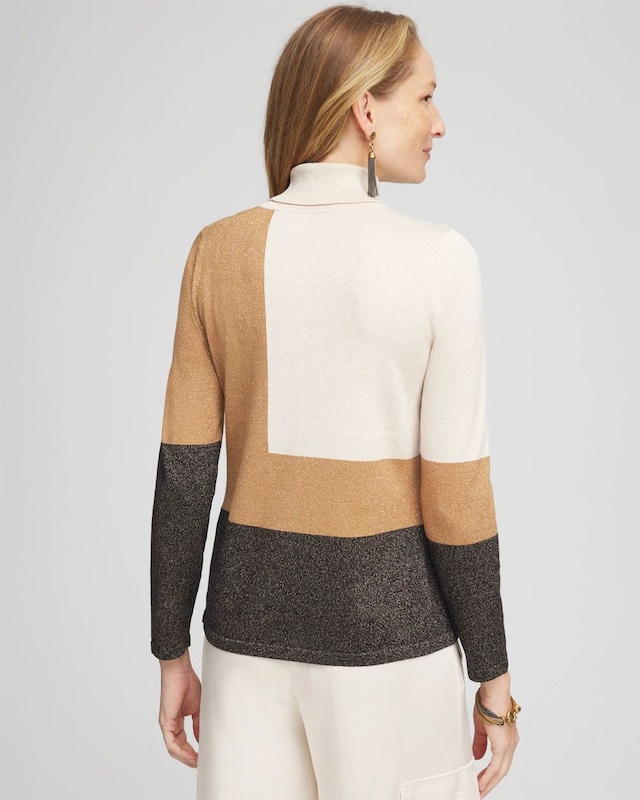 Neutral Colorblock Turtleneck Sweater - image 3